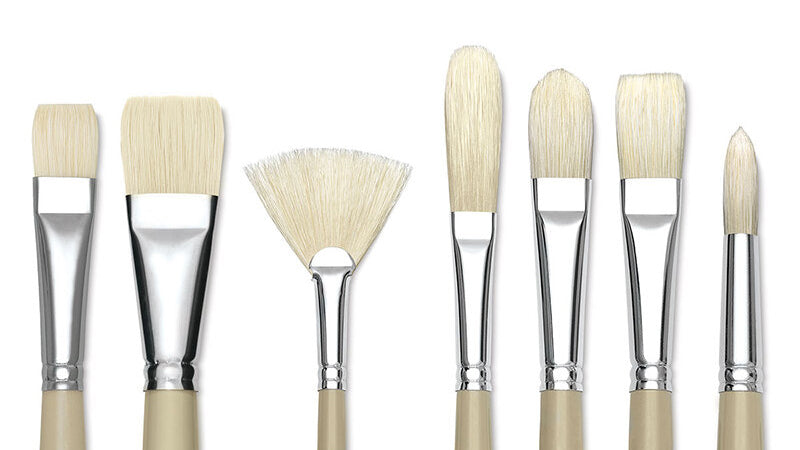 Buy Artist Quality White Bristle Flat Paint Brushes Oil & Acrylic Please  Choose Your Size or Set of 7pcs Online in India 